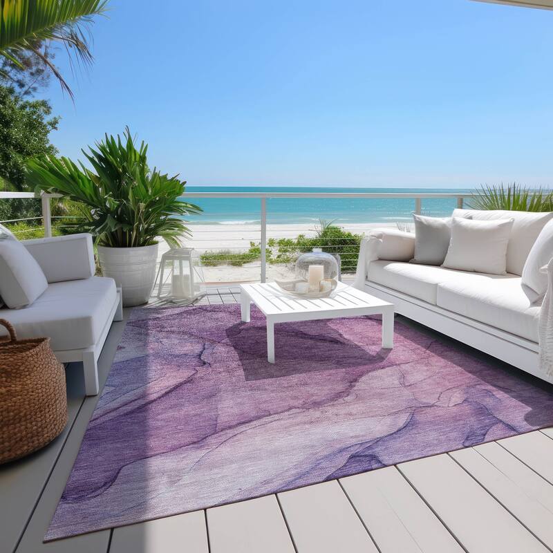 Machine Washable Indoor/ Outdoor Chantille Contemporary Abstract Rug