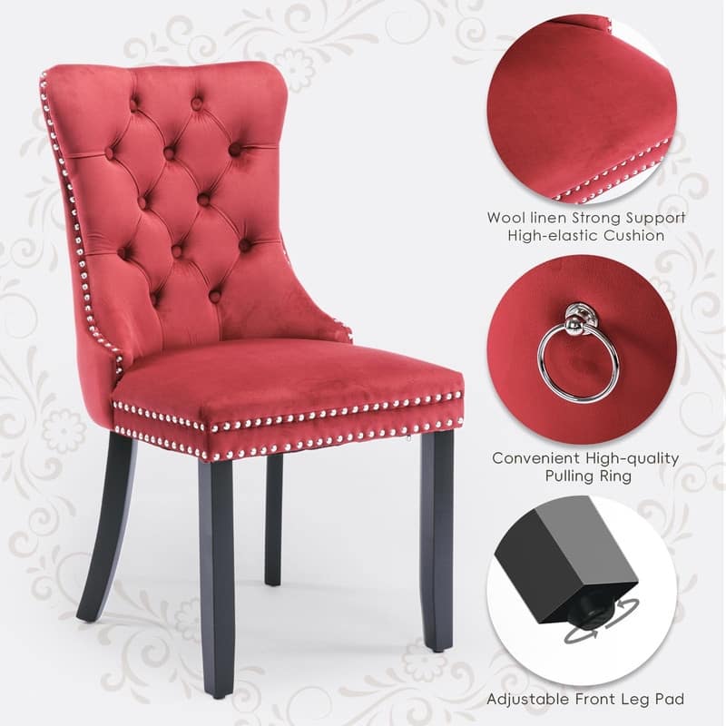 Tufted Naliheads Solid Wood Upholstered Dining Chairs (Set of 8)