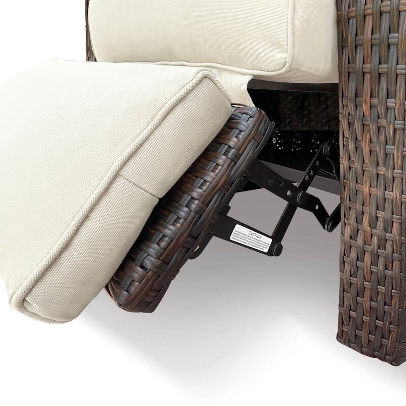 Automatic Adjustable Wicker Beige+Brown Recliner Chair with Comfy
