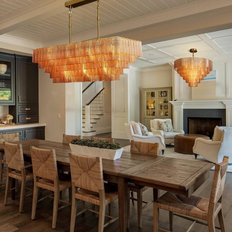 Modern Chandelier, 41 in. 9-Light Black & 59 in. 11-Light Gold Options for Dining Room, Living Room, Foyer, Bedroom