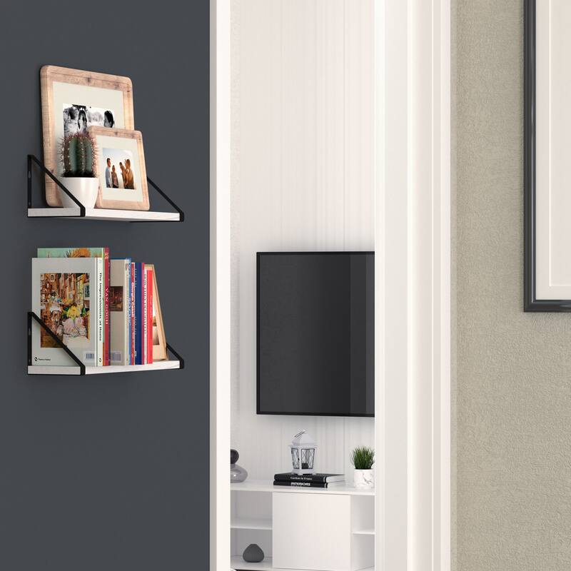 Wallniture Ponza 17" Wood Floating Shelves for Wall, Rustic Decor (Set of 2)