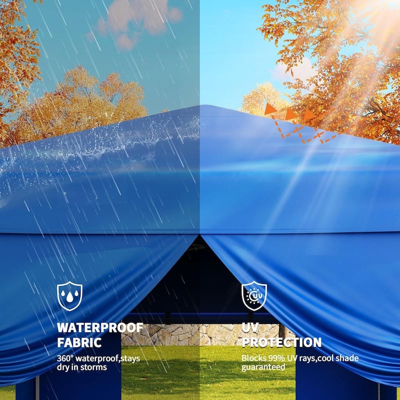 10x10FT Outdoor Pop Up Tent Canopy with 4 Sidewalls SandBag & Carry Bag for Camping, Backyard Parties