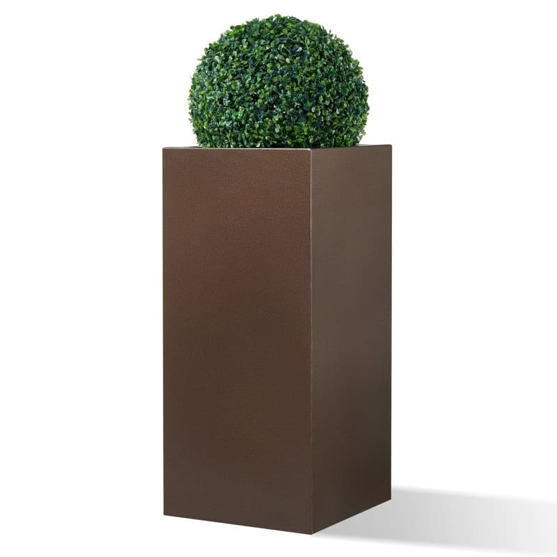 Metallic Heavy Planter for Outdoor Plants Tall and Long Metal Divider Planter Box - 30'' H X 13.6'' W X 13.6'' D - Brown