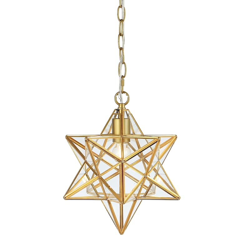 Lynn Moravian Star Metal/Clear Glass LED Pendant, by JONATHAN Y - 1 Light