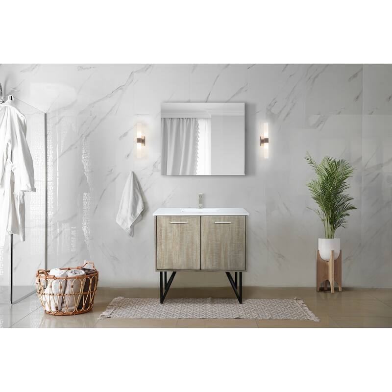 Lancy Rustic Acacia Bath Vanity, Cultured Marble Top and Mirror