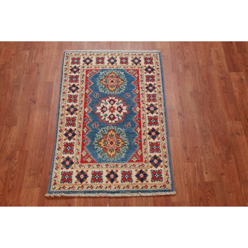 Blue Kazak Oriental Foyer Rug Handmade Traditional Wool Carpet - 2'0"x 3'0"