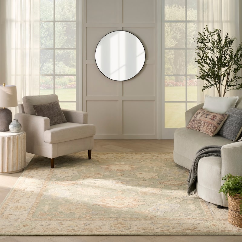 Nourison Maison Indoor only Green Persian Area Rug - 5' 9" x 8' 9" - Sage/Ivory - Rectangle