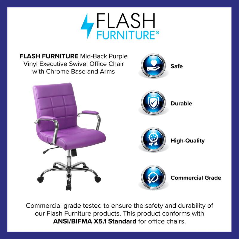 Mid-back Chrome/Vinyl Executive Swivel Office Chair