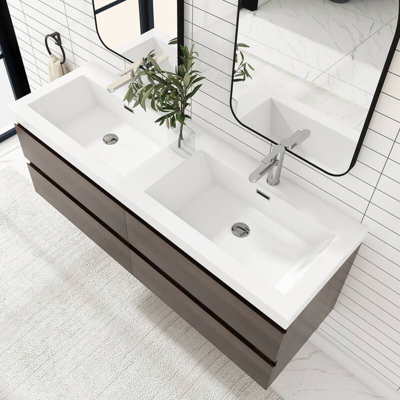 Floating Bathroom Vanity with two Resin Top