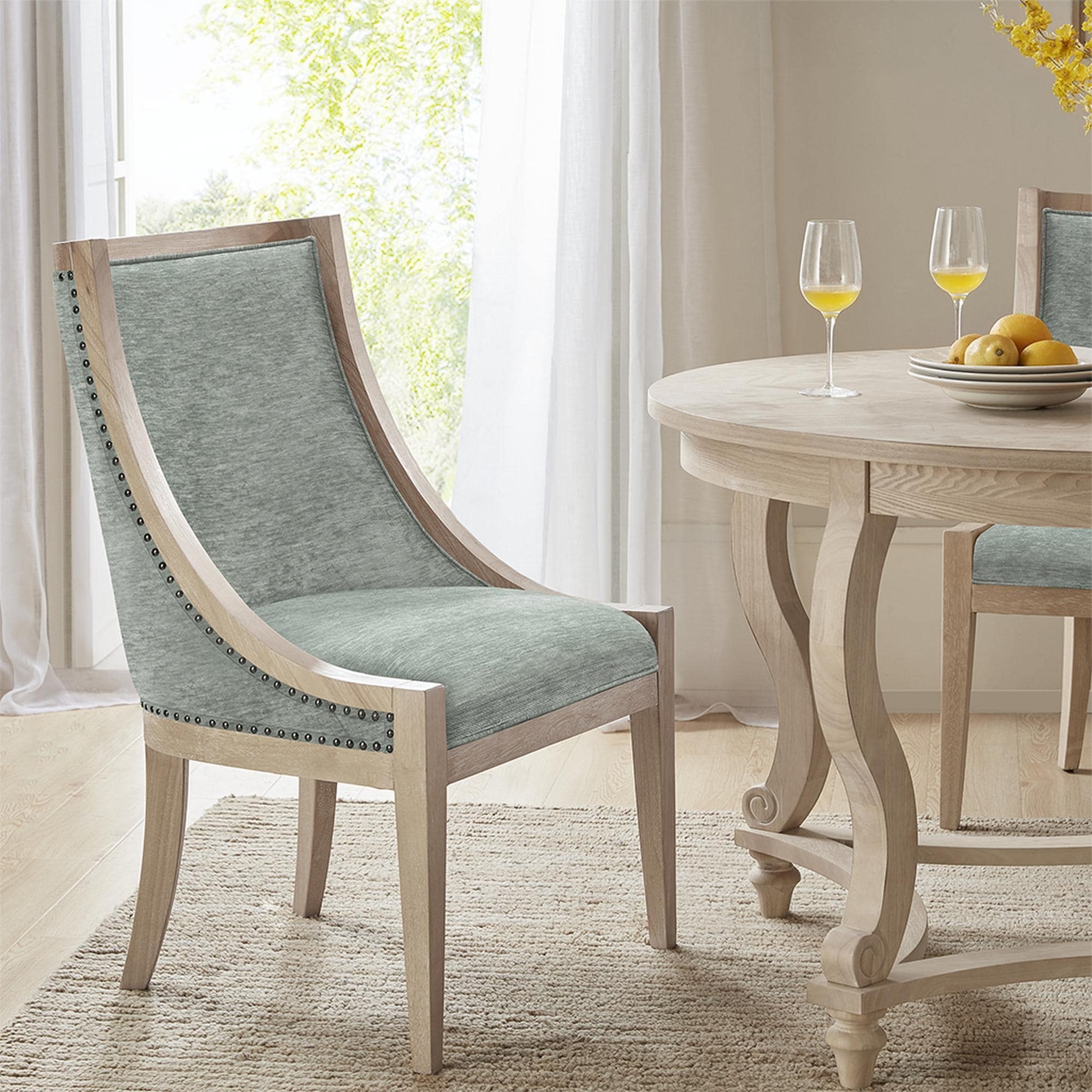 Upholstered Dining Chair with Nailhead Trim Set of 2