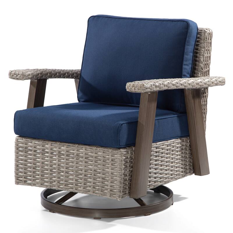 Cozywor Wicker Patio Outdoor Rocking Chair Swivel Lounge Chair