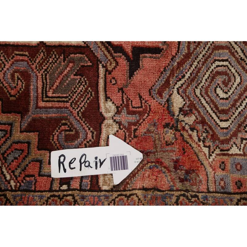 Vintage Vegetable Dye Heriz Persian Wool Area Rug Hand-knotted Carpet - 9'10" x 12'9"