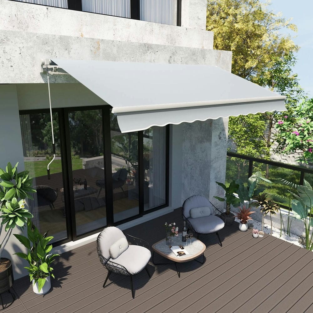 12' x 8' Patio Awning, Canopy Retractable Sun Shade Shelter