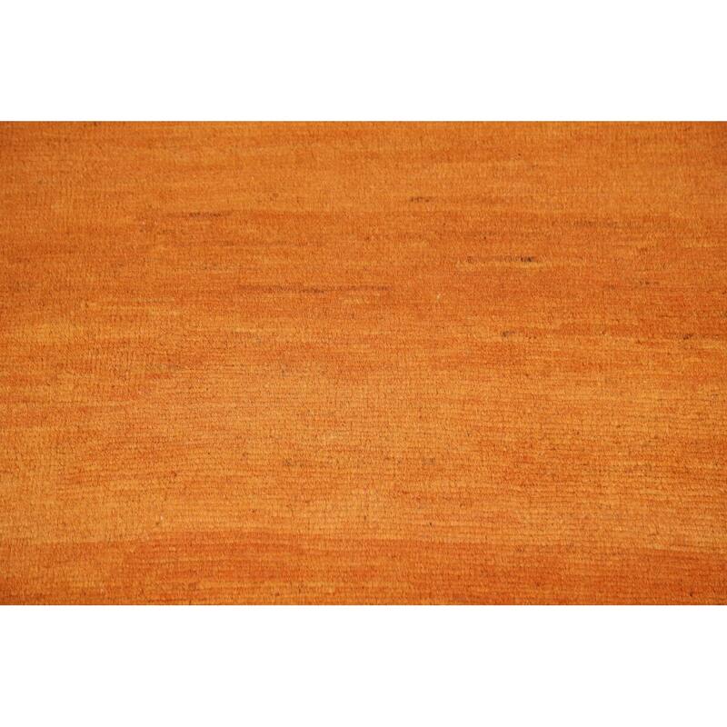 Orange Gabbeh Modern Rug Hand-Knotted Wool Carpet - 4'0"x 5'9"