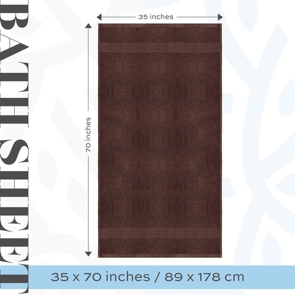 dimension image slide 2 of 19, White Classic Luxury Cotton Oversized Bath Sheet 35x70 - Set of 2