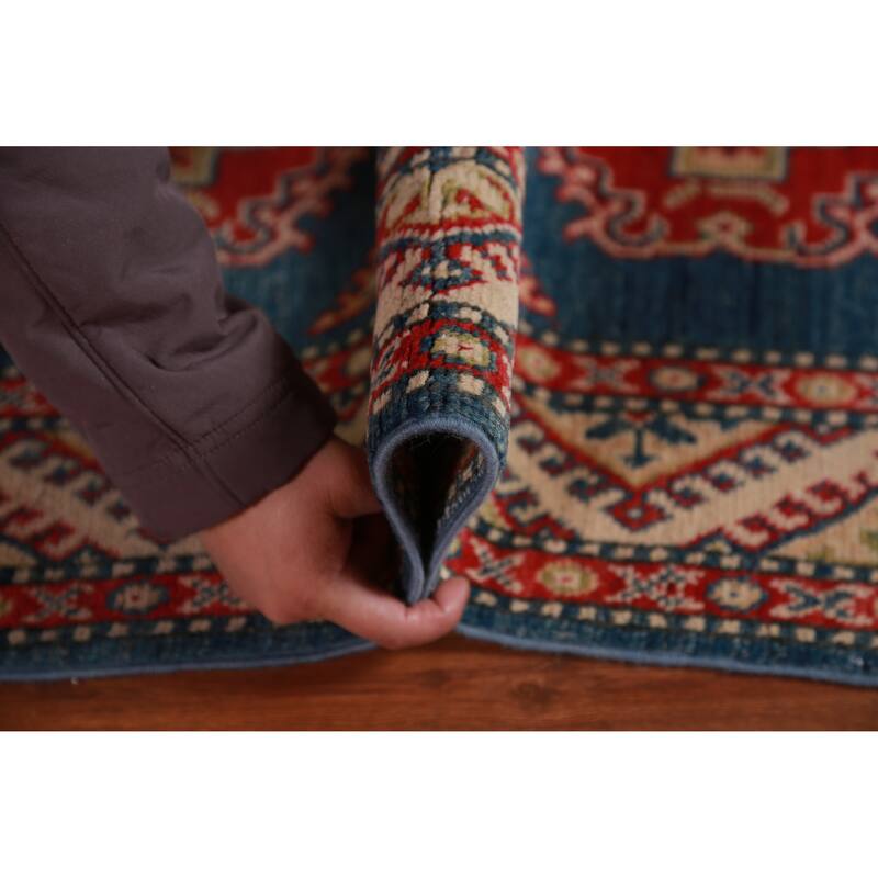 Blue Kazak Foyer Rug Oriental Handmade Wool Carpet - 2'7"x 4'2"