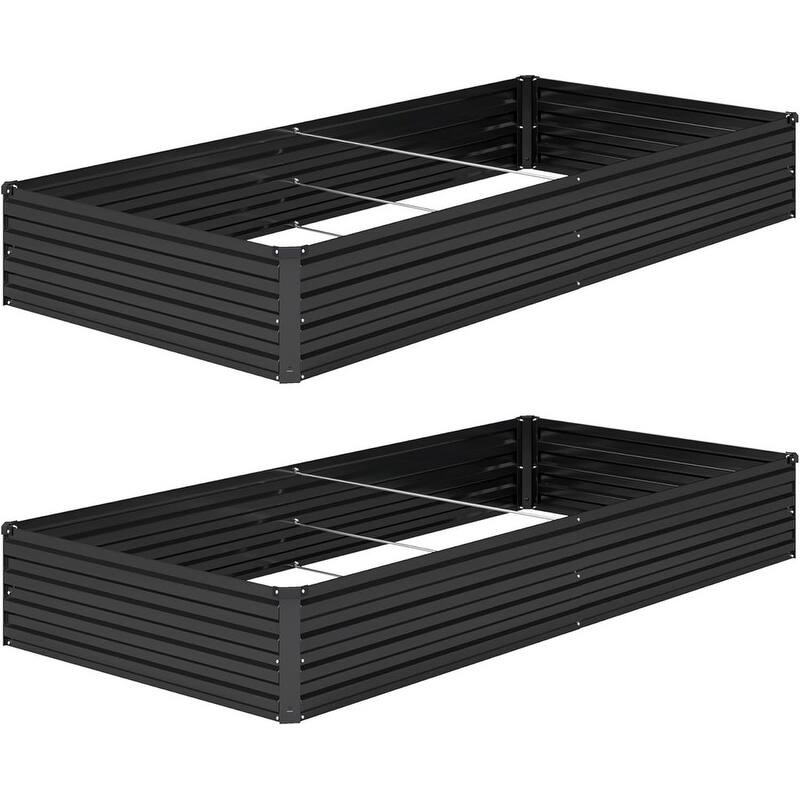 Galvanized Raised Garden Bed,Outdoor Planter - 8x4x1ft(2 Pack)-Black