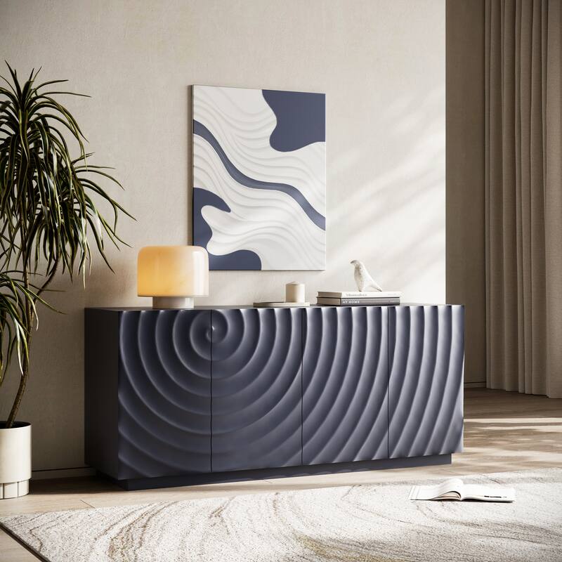 Buffet Cabinet,Modern Accent Storage Sideboard - Navy Blue