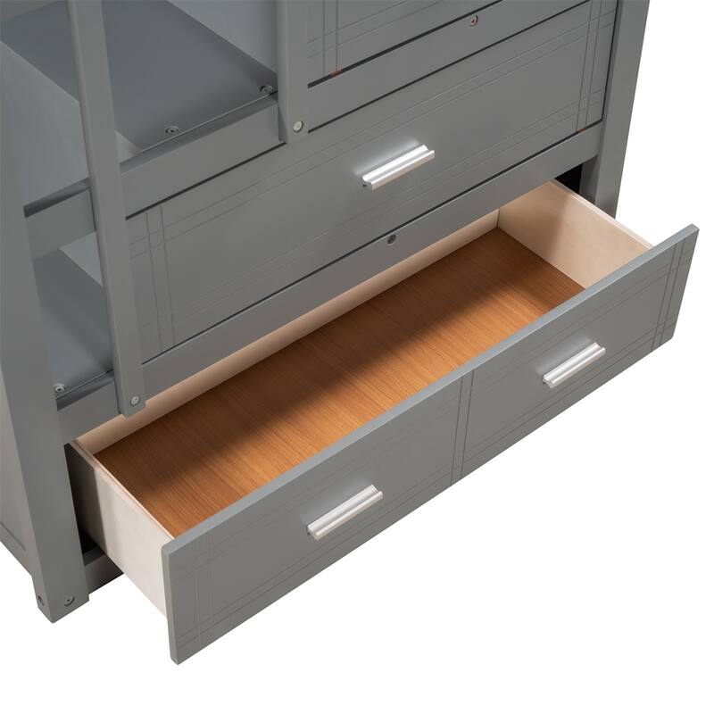 Harper & Bright Designs Bunk Bed with Trundle and Staircase