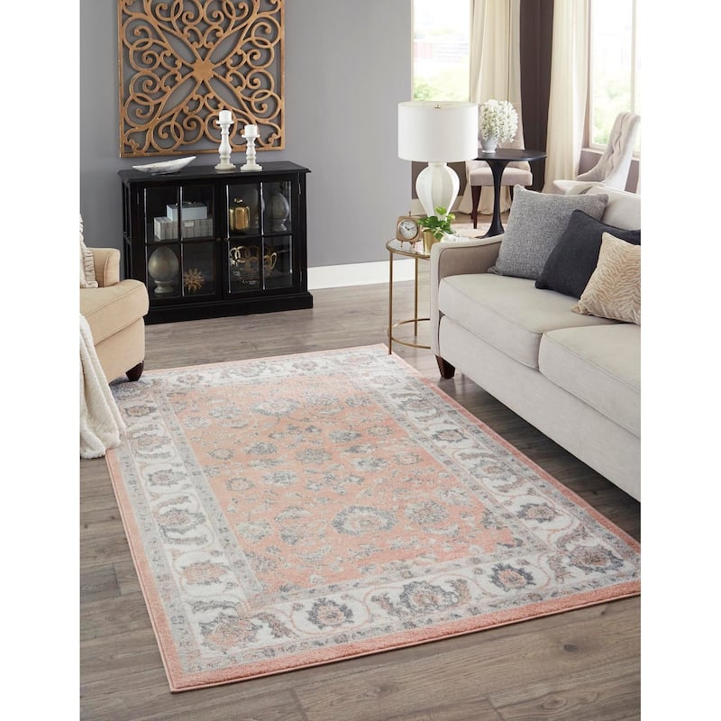Traditional Taylor Collection Area Rug - Rose - 5'x8'