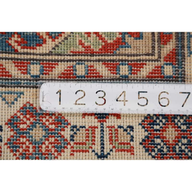 Blue Geometric Kazak Oriental Foyer Rug Handmade Wool Carpet - 2'9"x 4'11"