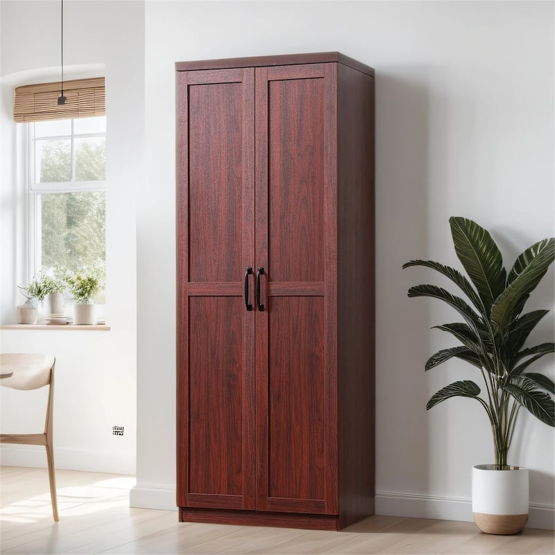 63" 2-Door Freestanding Storage Cabinet w/ 5-tier Shelving & 2 Shelves - Espresso