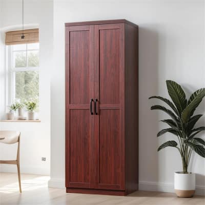 63" 2-Door Freestanding Storage Cabinet w/ 5-tier Shelving & 2 Shelves