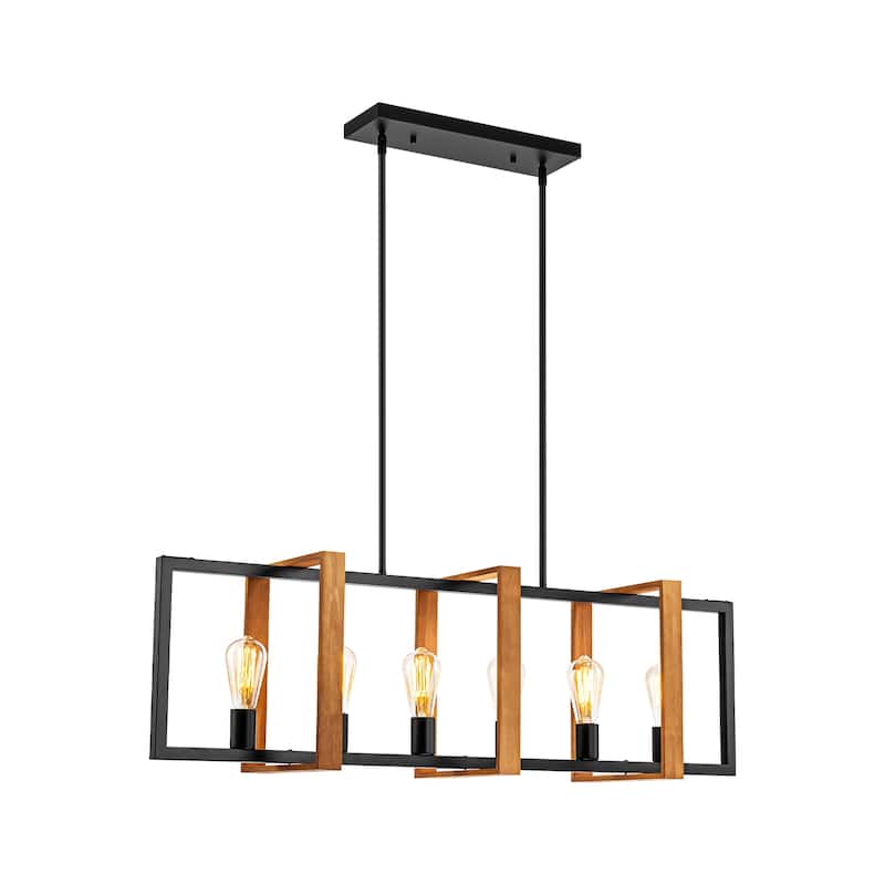 Black or Gold Farmhouse Rustic Kitchen Island Pendant Chandelier for Dining Room