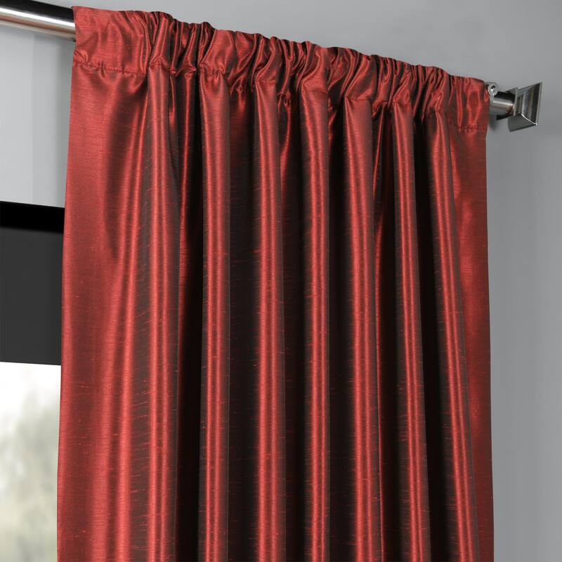 Exclusive Fabrics Blackout Textured Faux Dupioni Silk Curtains (1 Panel) - Luxurious Elegance and Superior Light Control