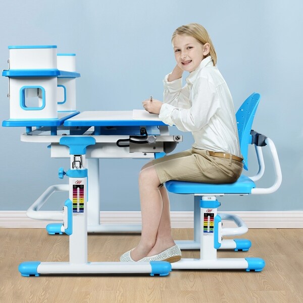Costway Children's Desk Chair Set Height Adjustable Study Table