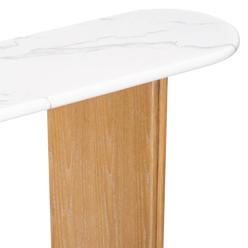 53.9" Console Table with Faux Marble Top & Wood Base