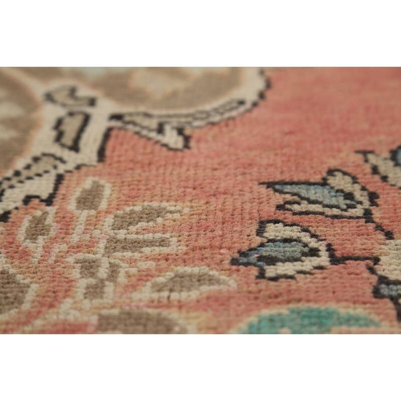 Pink Floral Tabriz Persian Area Rug Hand-Knotted Wool Carpet - 6'5"x 9'11"