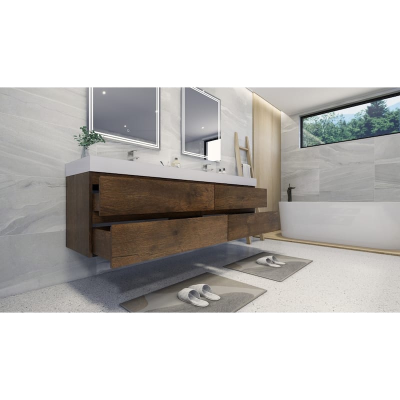 Baillie 84'' Wall-Mounted Vanity with Double Reinforced Acrylic Sink