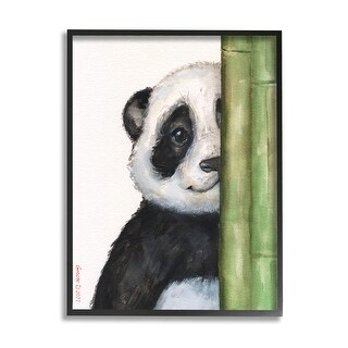 Stupell Panda Bear Peering Around Bamboo Smiling Animal Framed Wall Art ...