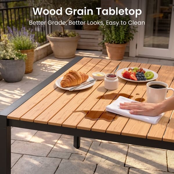 All-Weather Aluminum Outdoor Dining Table with Umbrella Hole - On Sale - Bed Bath & Beyond