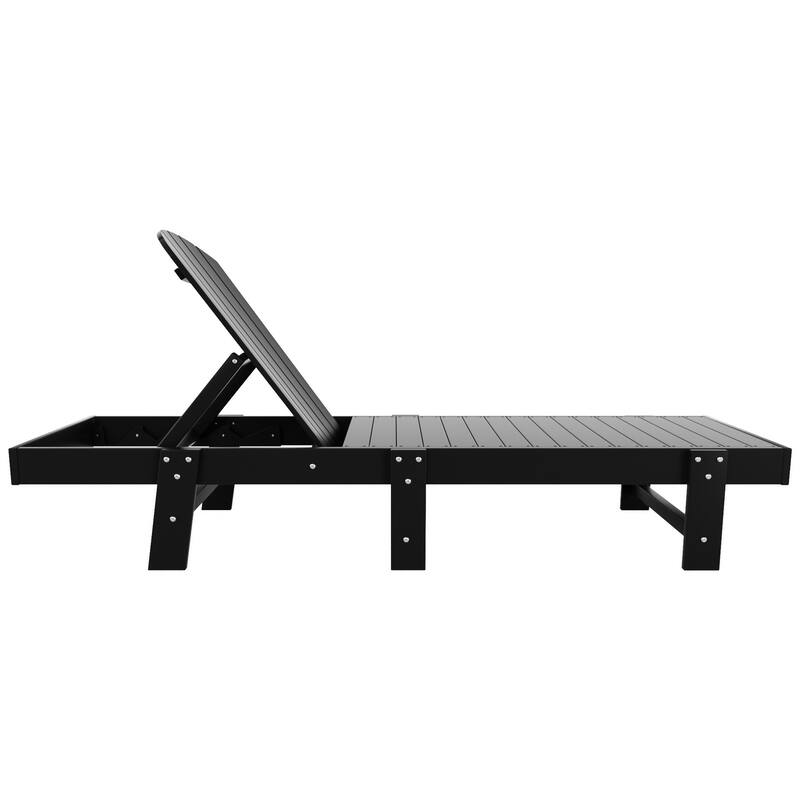 Polytrends Altura Poly Eco-Friendly All Weather Reclining Chaise Lounge with Arms & Side Table (2 Piece Set)