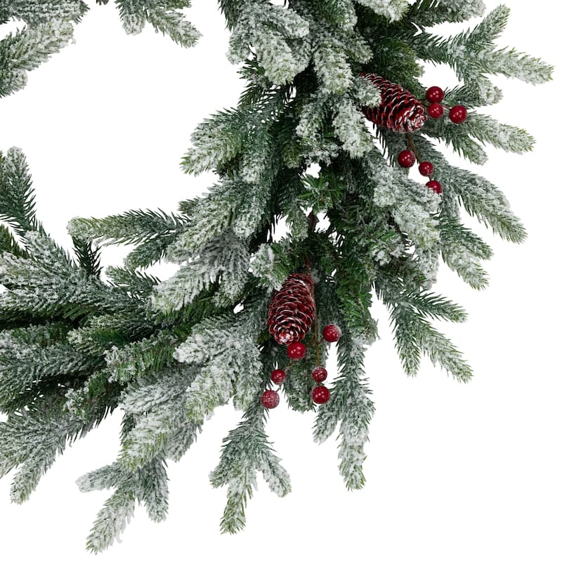 Real Touch™️ Flocked Snowcap Grove Fir Artificial Christmas Wreath - 24" - Unlit