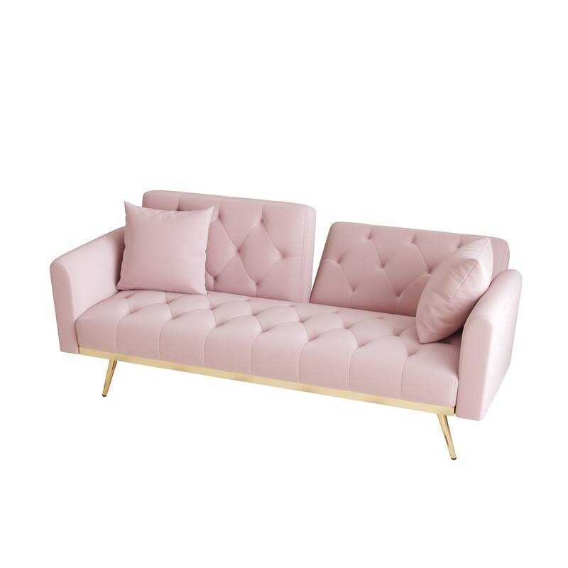 Sofa Bed 68.3" Velvet Tufted Back Convertible Sofa