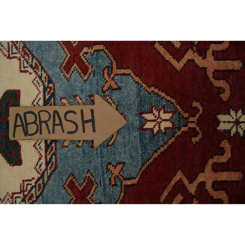 Hand Knotted Oriental 100% Wool Carpet Traditional Geometric Red Super Kazak Area Rug - 8' 5'' X 5' 3''
