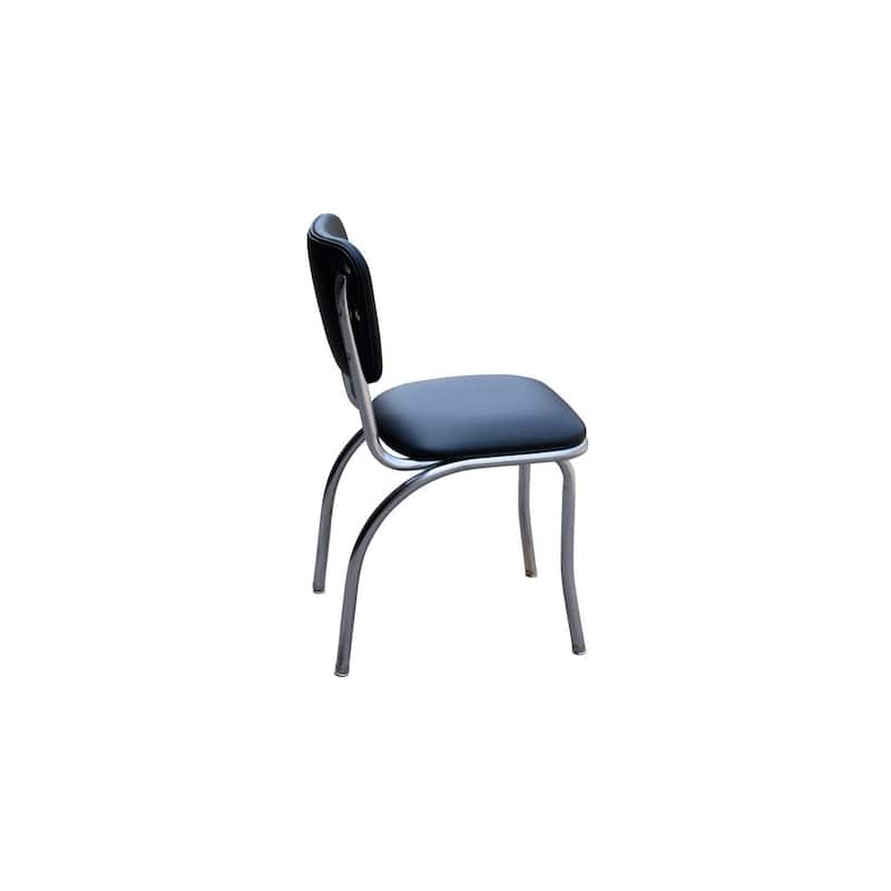 Elegant Diner Chair - Chrome Base, Wood Seat, Solid Back - 19.5" x 15.5" x 31.5" - 31.5