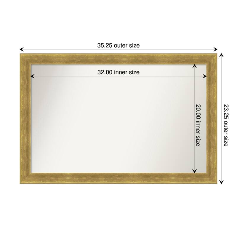Angled Gold Framed Non-Beveled Custom Wall Mirror, Bathroom Vanity Mirror