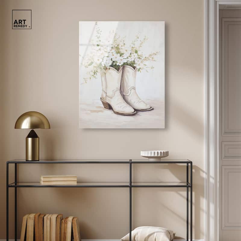 Prairie Bloom Boots Acrylic by Art Remedy, Ready to Hang