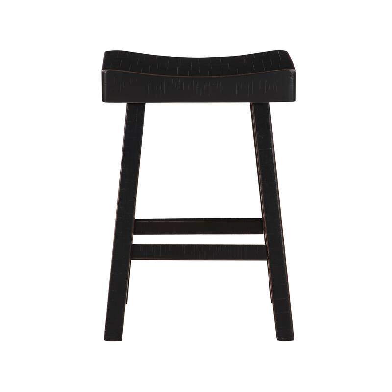 Casy 4pc Counter Height Table Set, 3 Contoured Stools, Black Wood