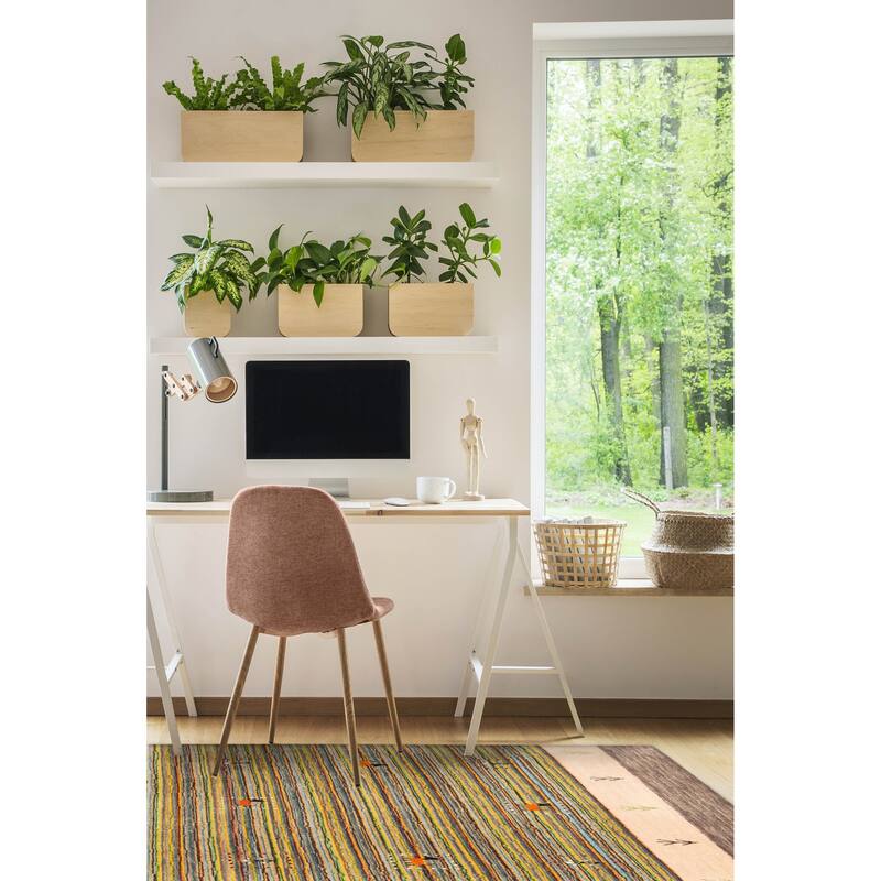 ECARPETGALLERY Hand Loomed Kashkuli Gabbeh Green Wool Rug - 4'0 x 5'10