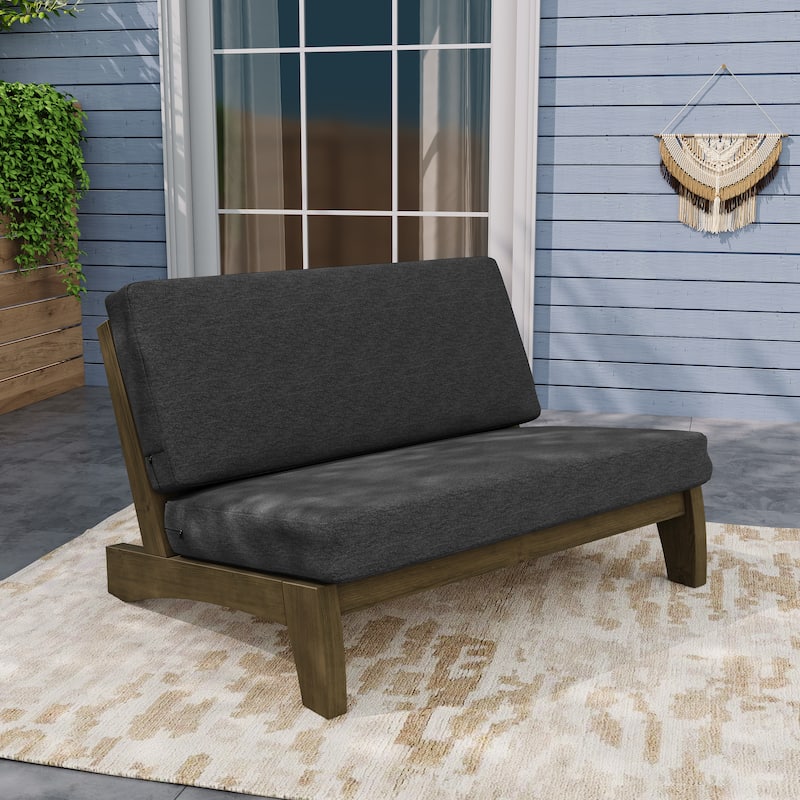 Outdoor Wood Club Chairs Set Loveseat with Cushion