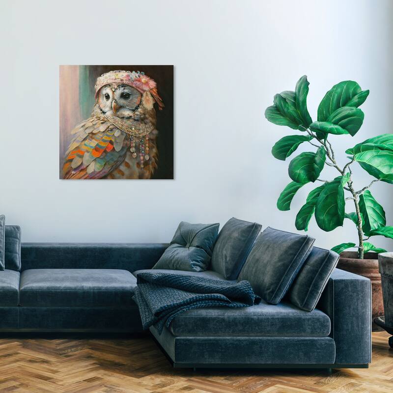 Wynwood Studio Canvas Animals Owlette II White and Light Pink Traditional Wall Art Canvas Print - White, Pink - 30 x 30