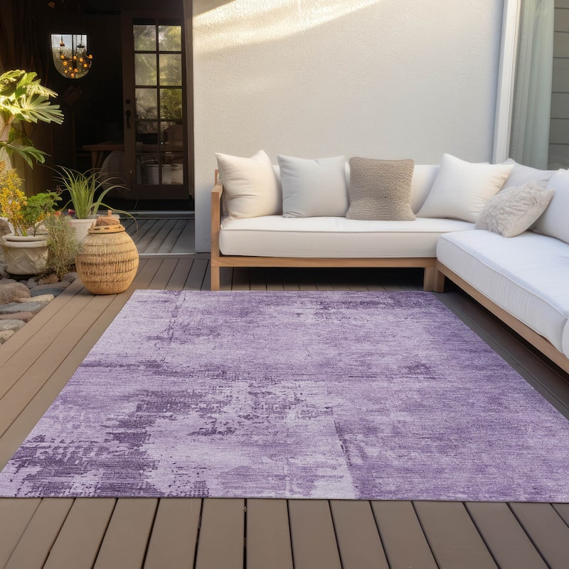 Machine Washable Indoor/ Outdoor Abstract Modern Chantille Rug
