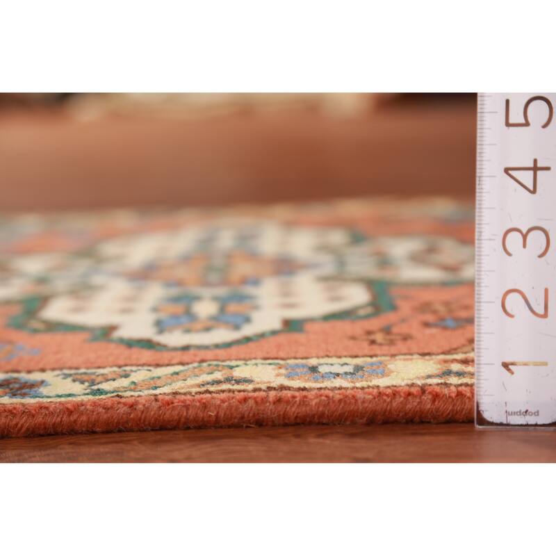 Hand Knotted Oriental 100% Wool Carpet Traditional Geometric Oranges & Rust Kazak Runner Rug - 9' 10'' X 2' 7''