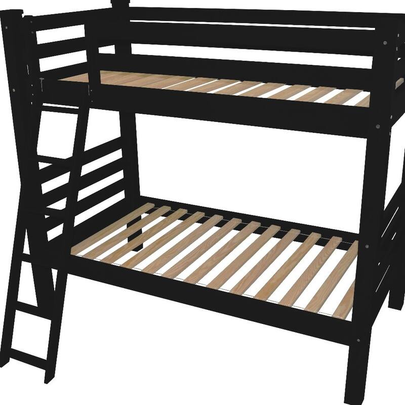 HomeRoots Black Twin Over Twin Solid Wood Bunk Bed
