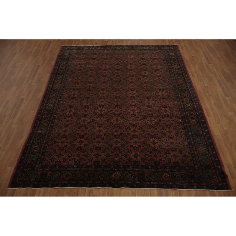 Hand Knotted Oriental 100% Wool Carpet Traditional Floral Pink Mahal Area Rug - 10' 11'' X 8' 9''